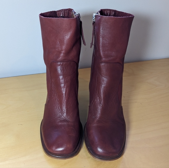 L'INTERVALLE Burgundy leather Boots! MADE IN SPAIN size 37= 6.5, 7 - Picture 6 of 9